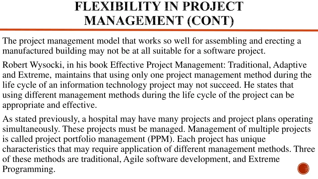 flexibility in project management cont