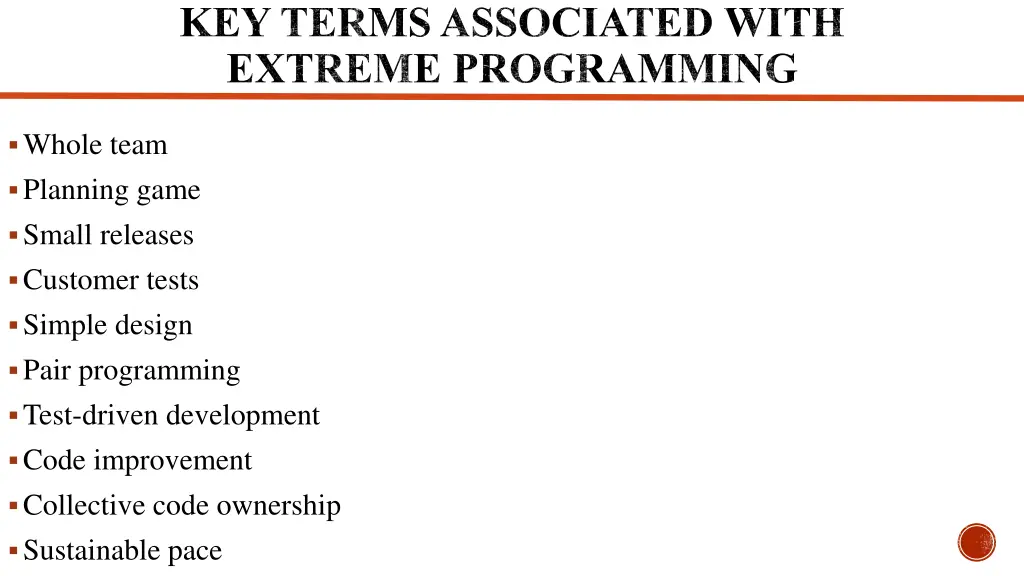 key terms associated with extreme programming