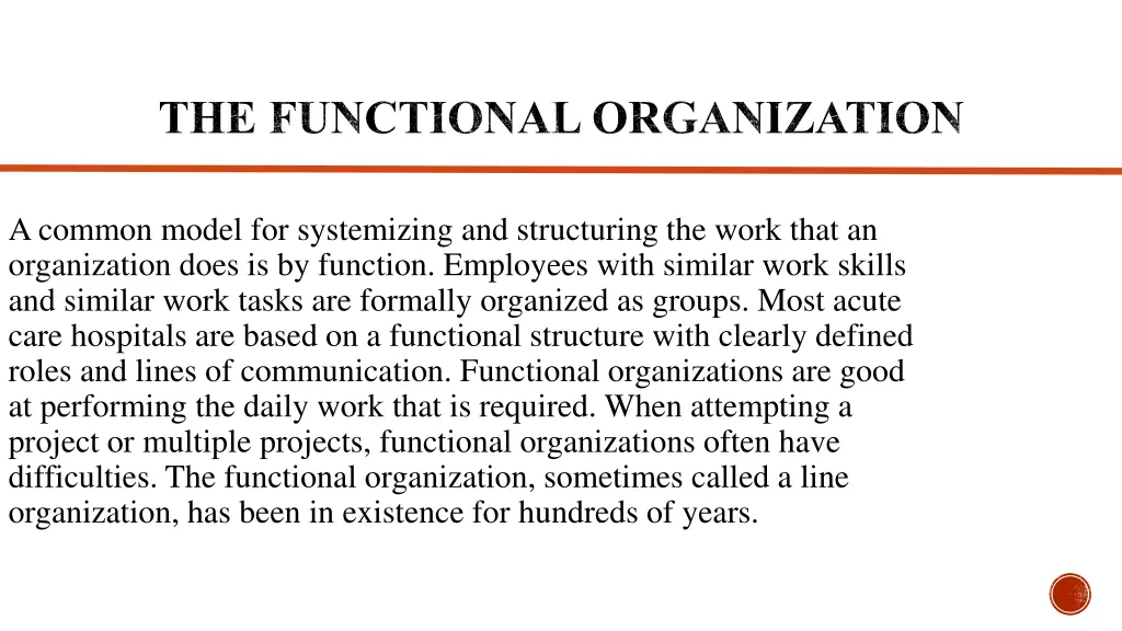 the functional organization