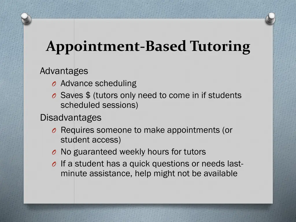 appointment based tutoring