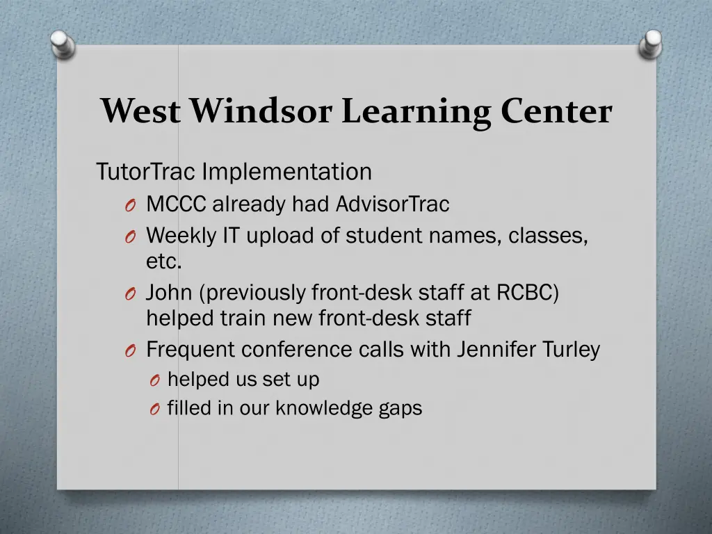 west windsor learning center