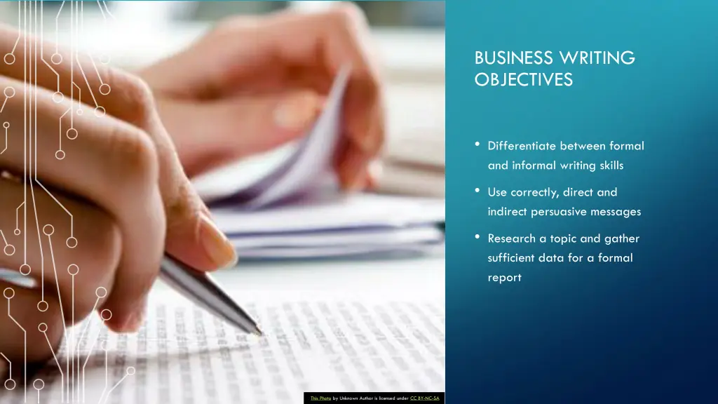 business writing objectives