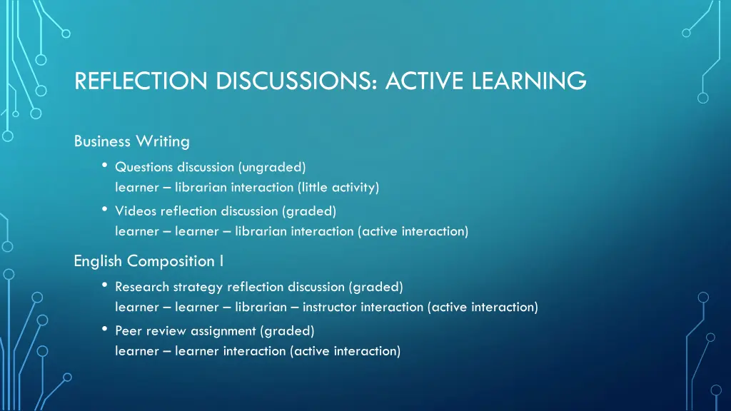 reflection discussions active learning