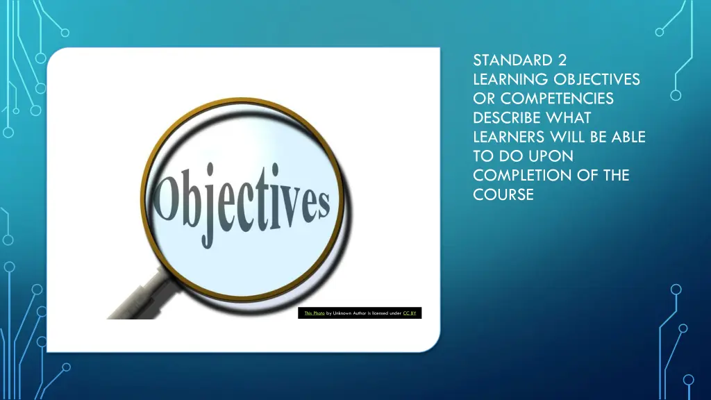 standard 2 learning objectives or competencies