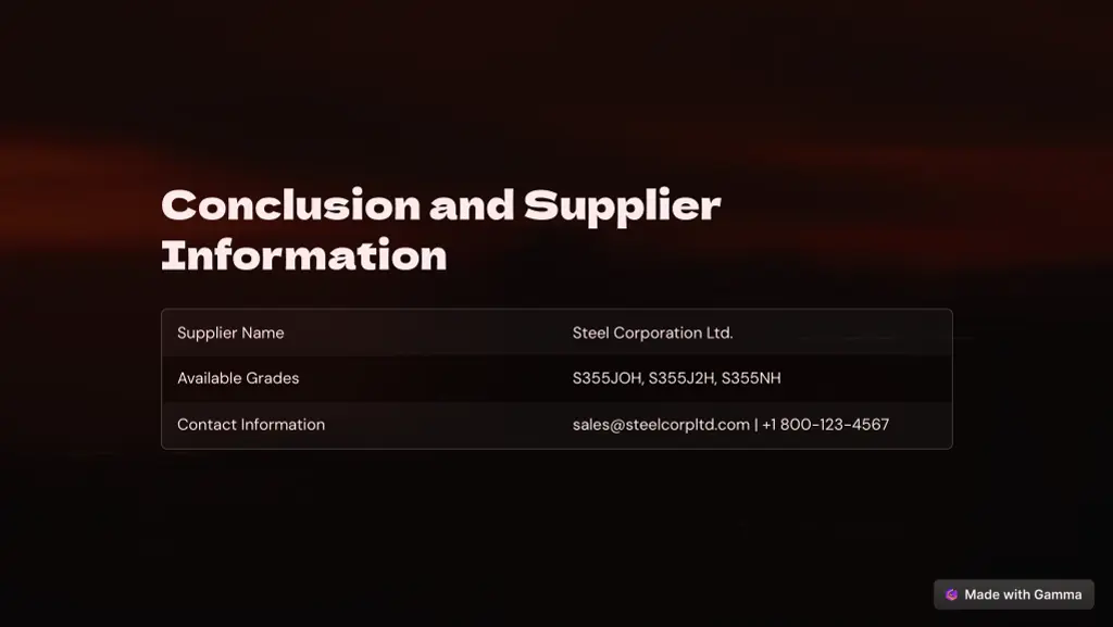 conclusion and supplier information