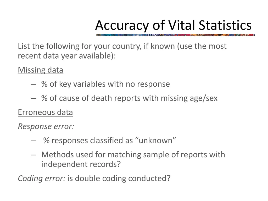 accuracy of vital statistics