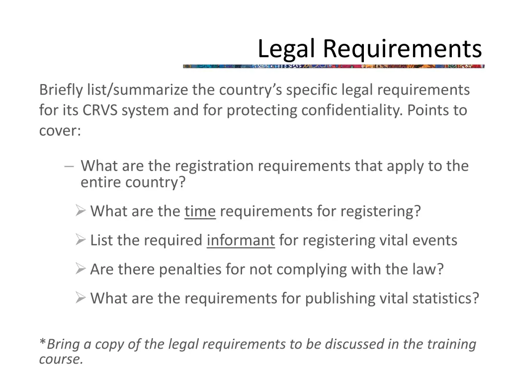 legal requirements