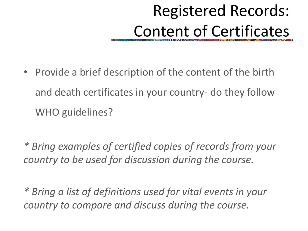 registered records content of certificates