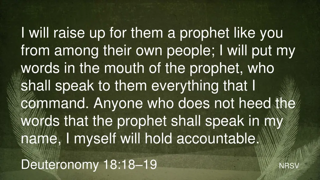 i will raise up for them a prophet like you from