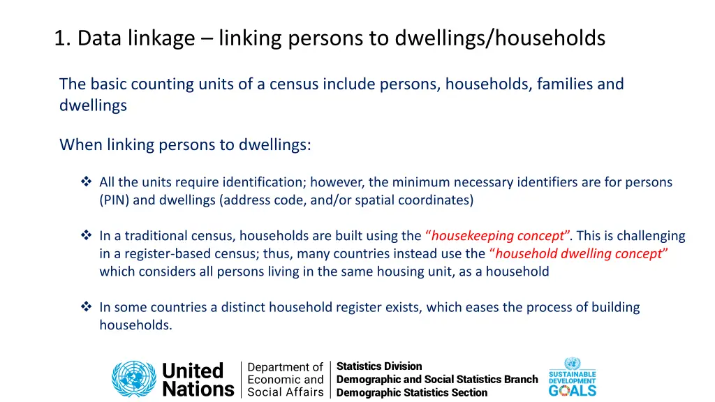 1 data linkage linking persons to dwellings