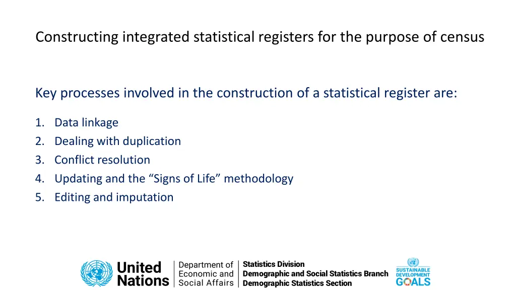 constructing integrated statistical registers