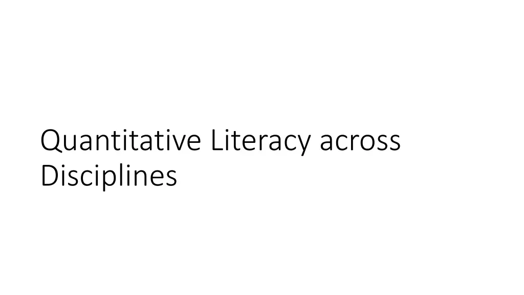 quantitative literacy across disciplines