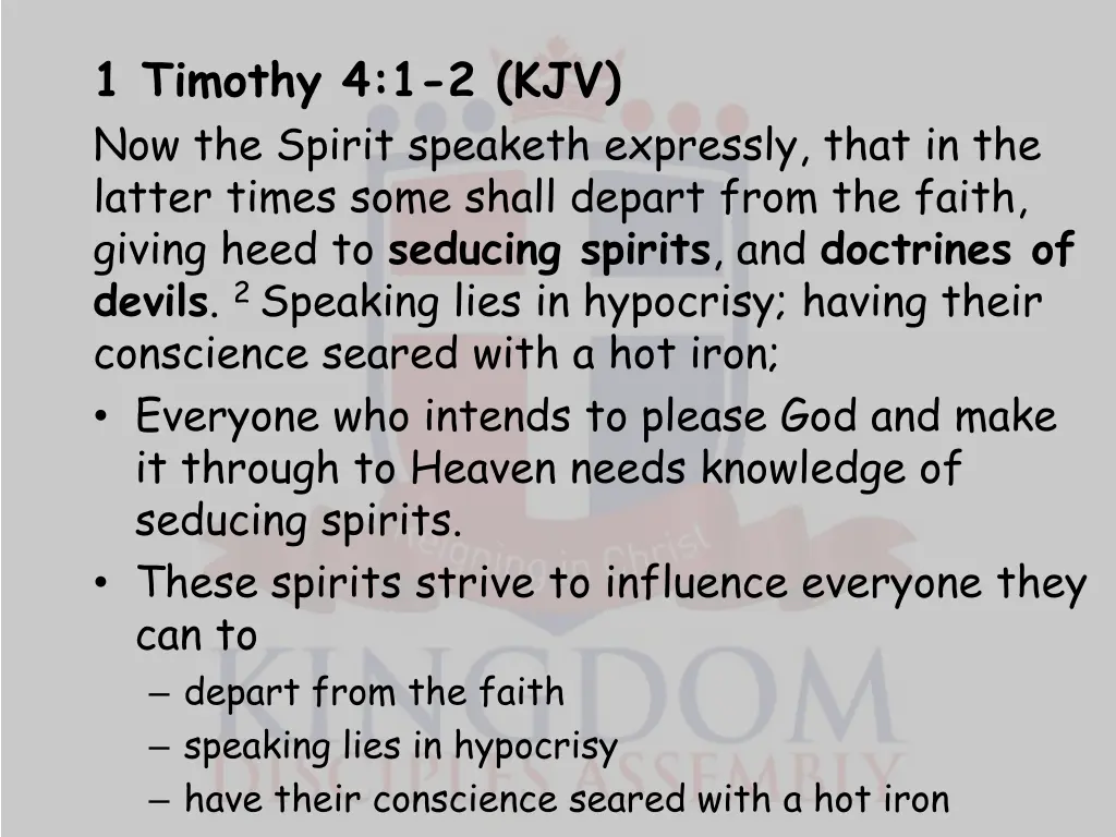 1 timothy 4 1 2 kjv now the spirit speaketh