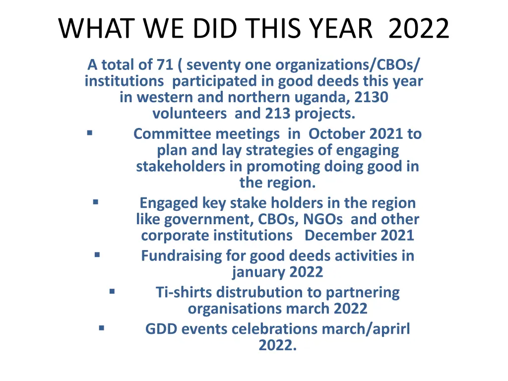 what we did this year 2022