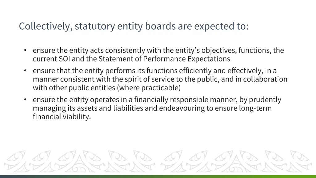 collectively statutory entity boards are expected