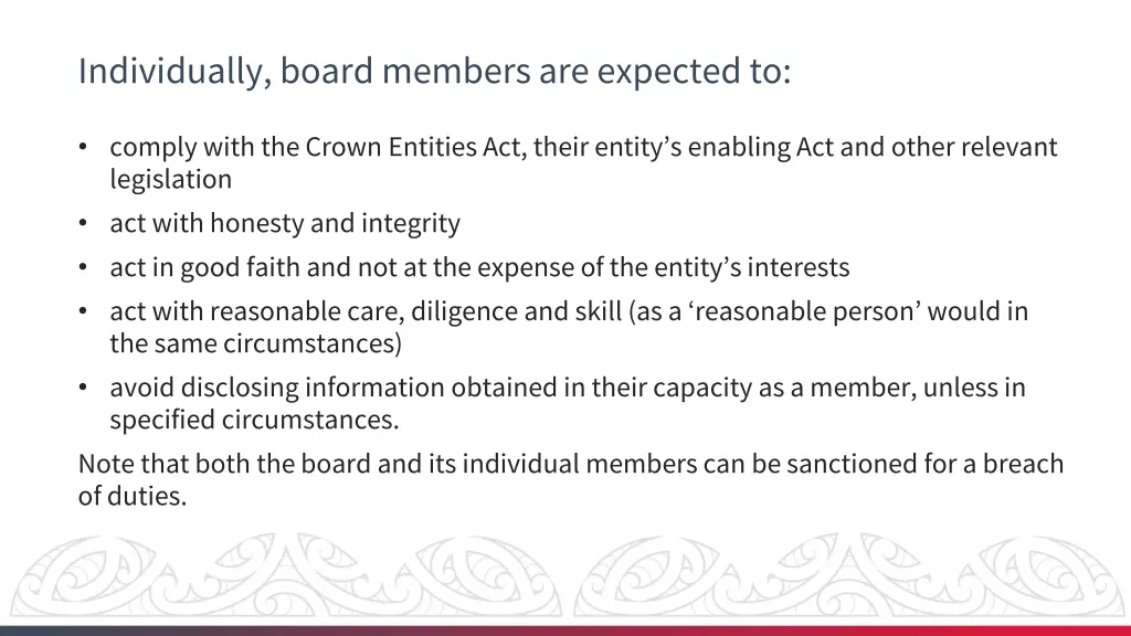 individually board members are expected to