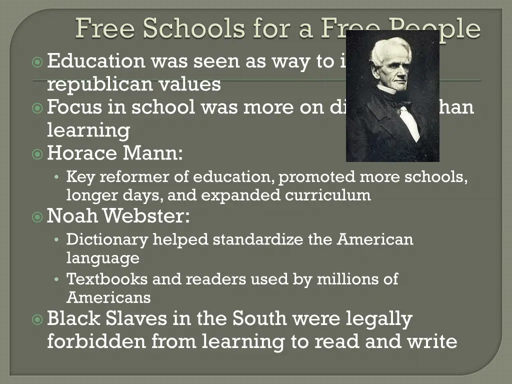 education was seen as way to instill republican