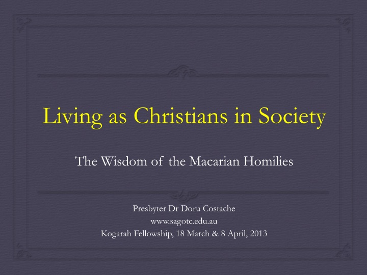 living as christians in society