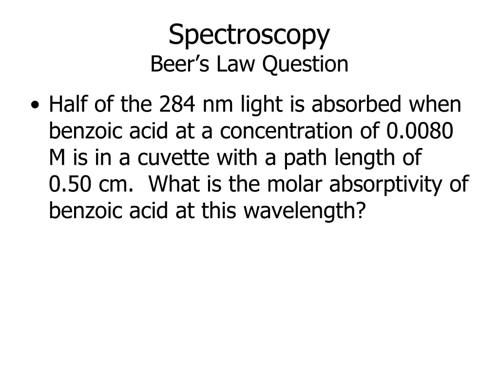 spectroscopy beer s law question