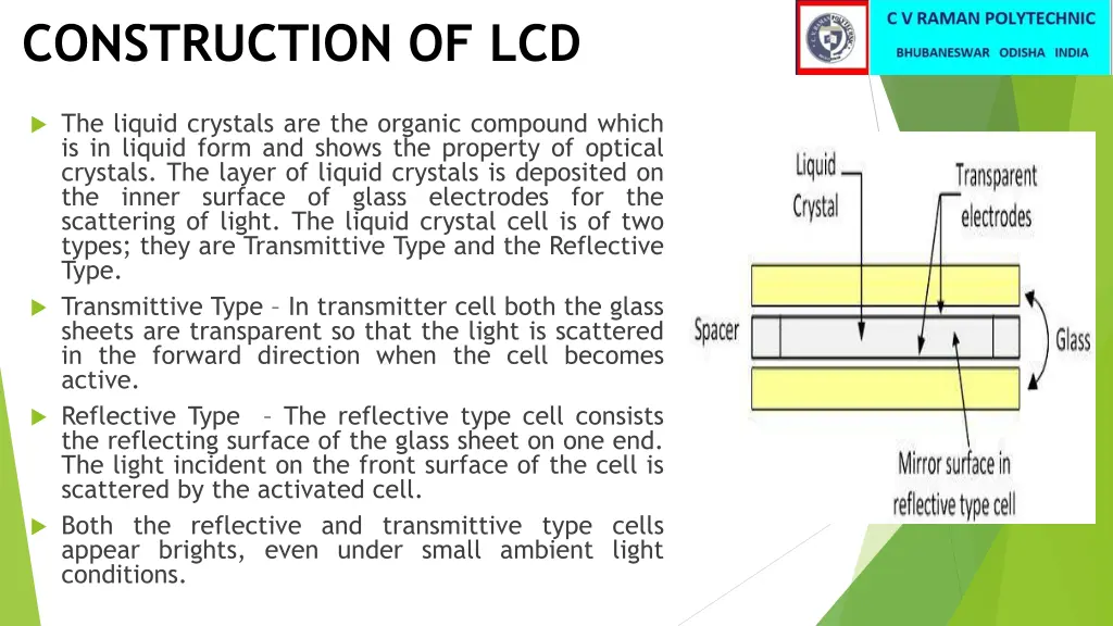 construction of lcd