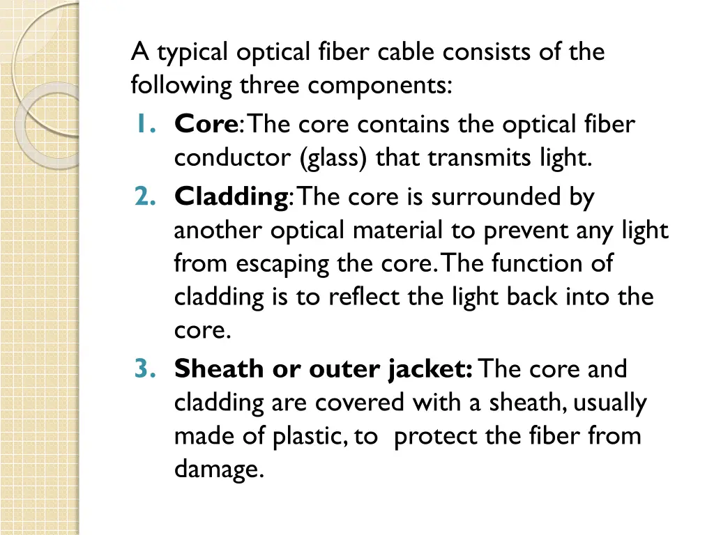 a typical optical fiber cable consists