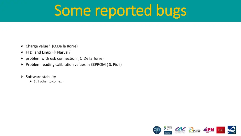 some reported bugs some reported bugs