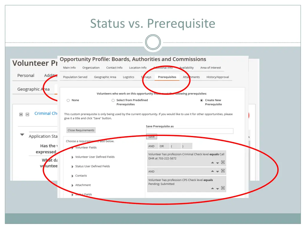 status vs prerequisite