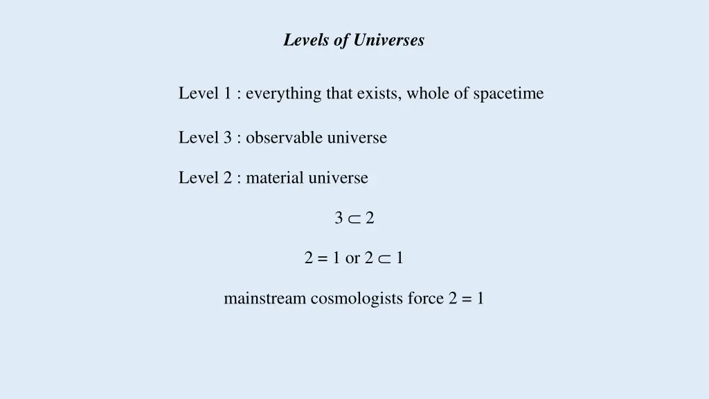 levels of universes