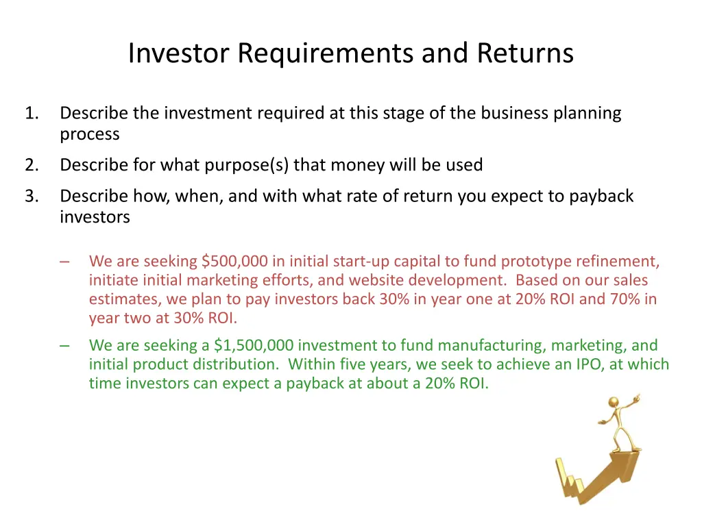 investor requirements and returns