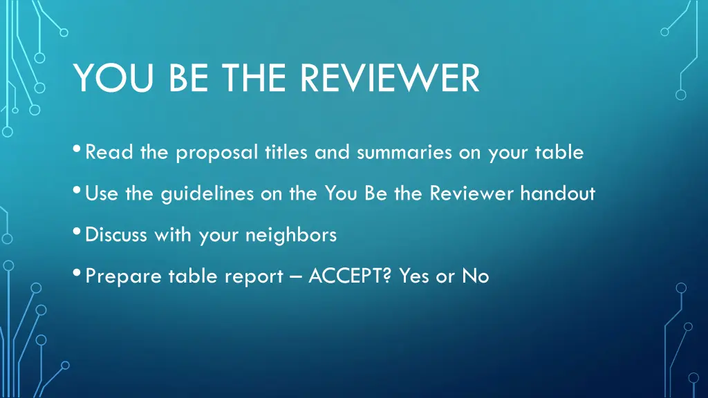 you be the reviewer