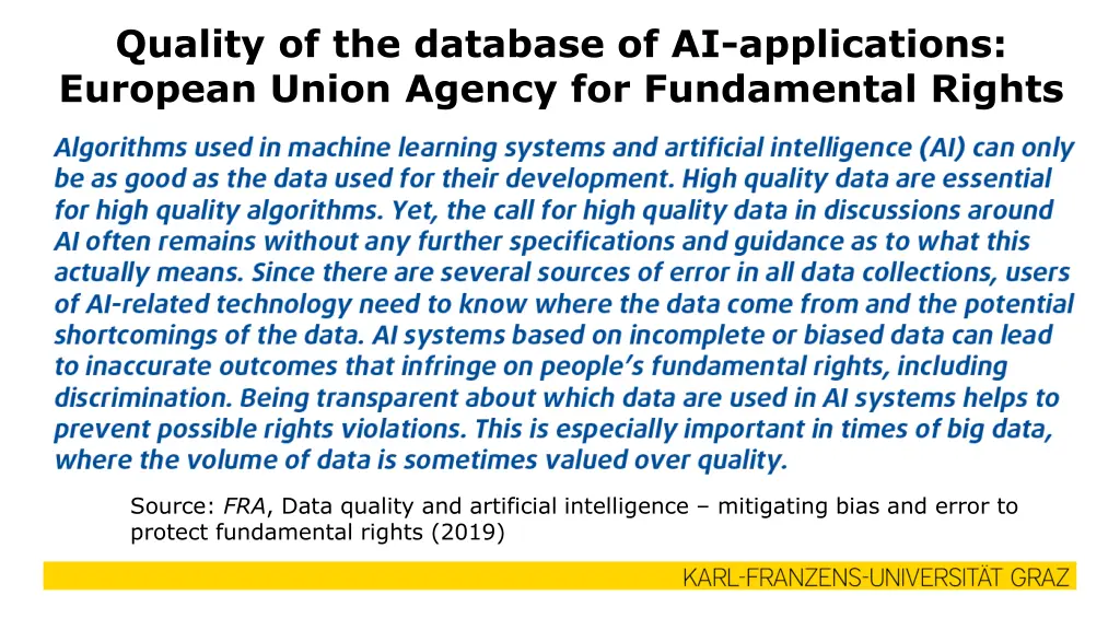 quality of the database of ai applications