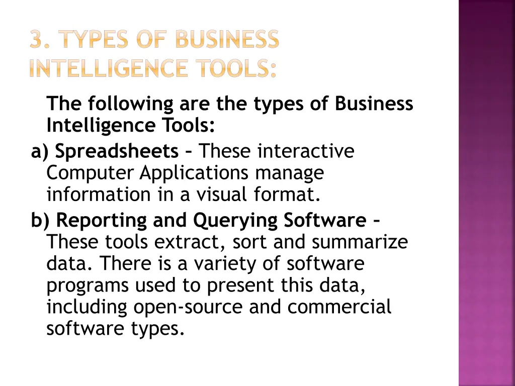 3 types of business intelligence tools