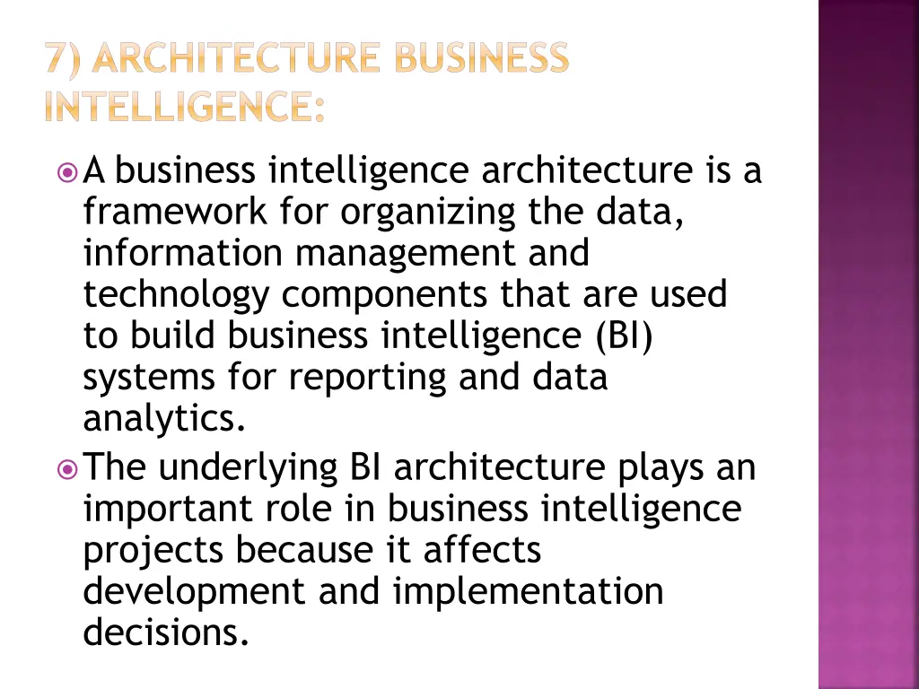 7 architecture business intelligence