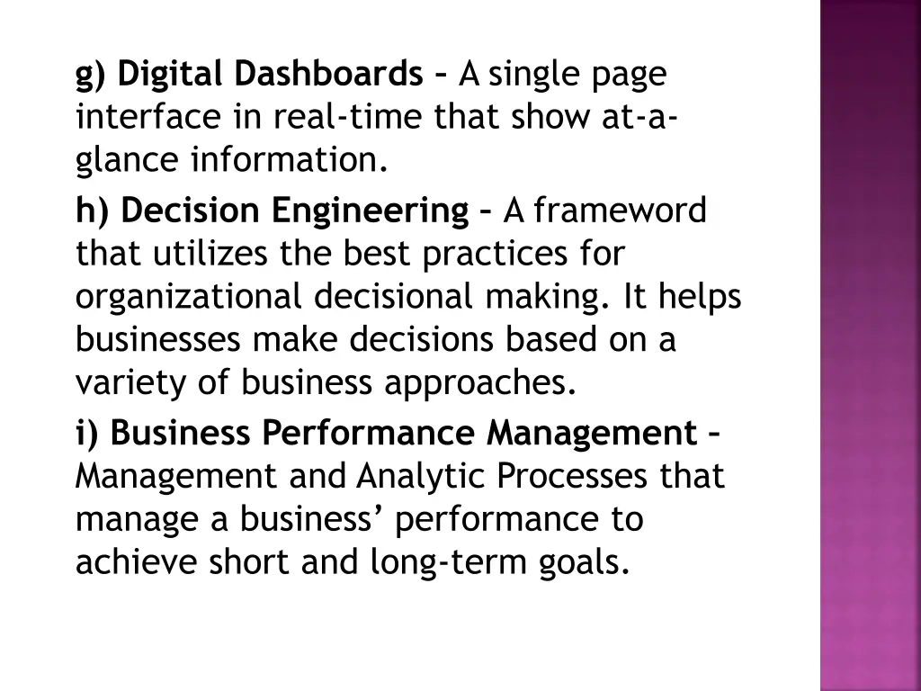 g digital dashboards a single page interface