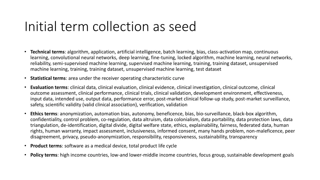 initial term collection as seed