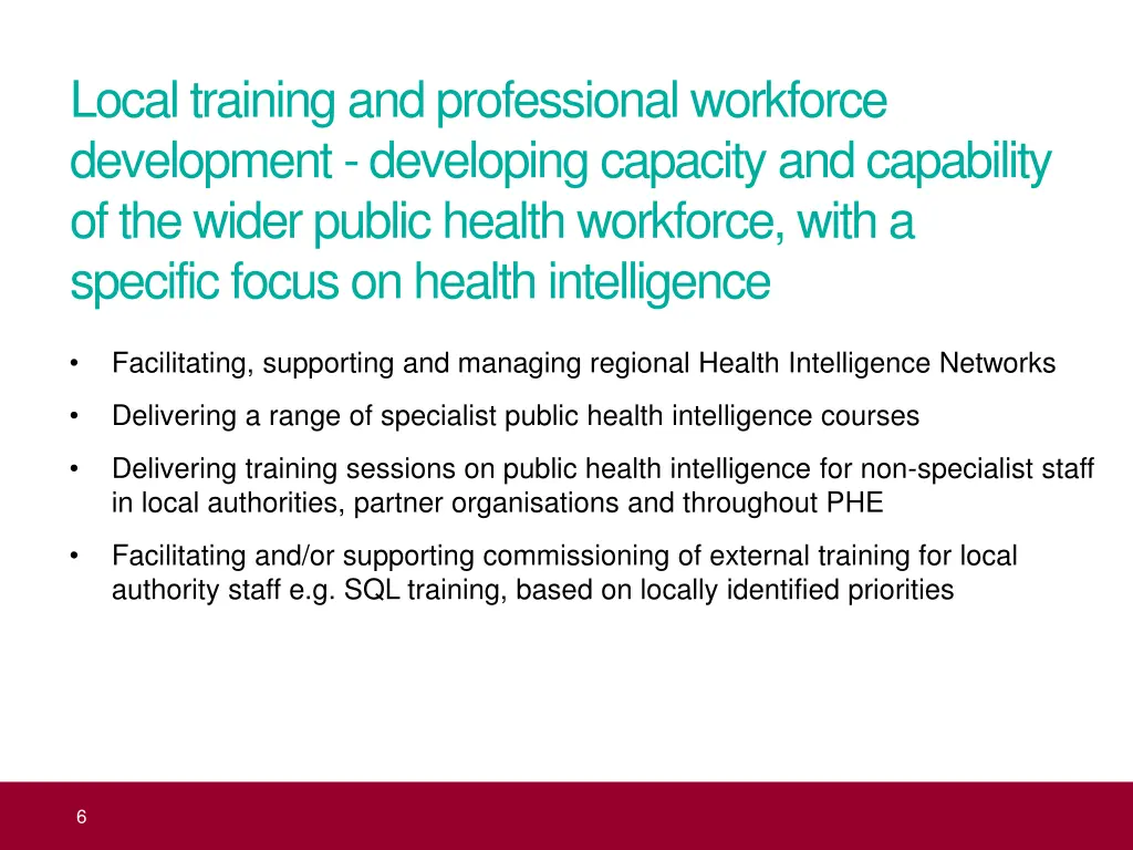 local training and professional workforce