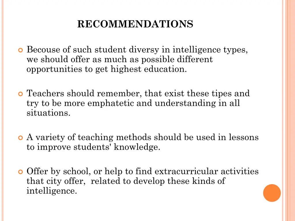 recommendations