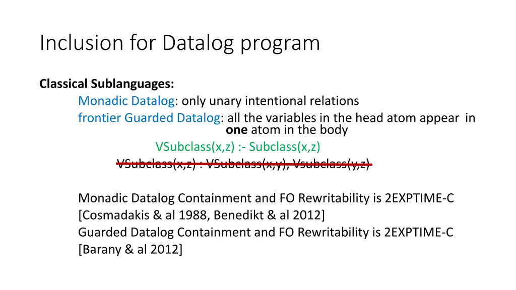 inclusion for datalog program