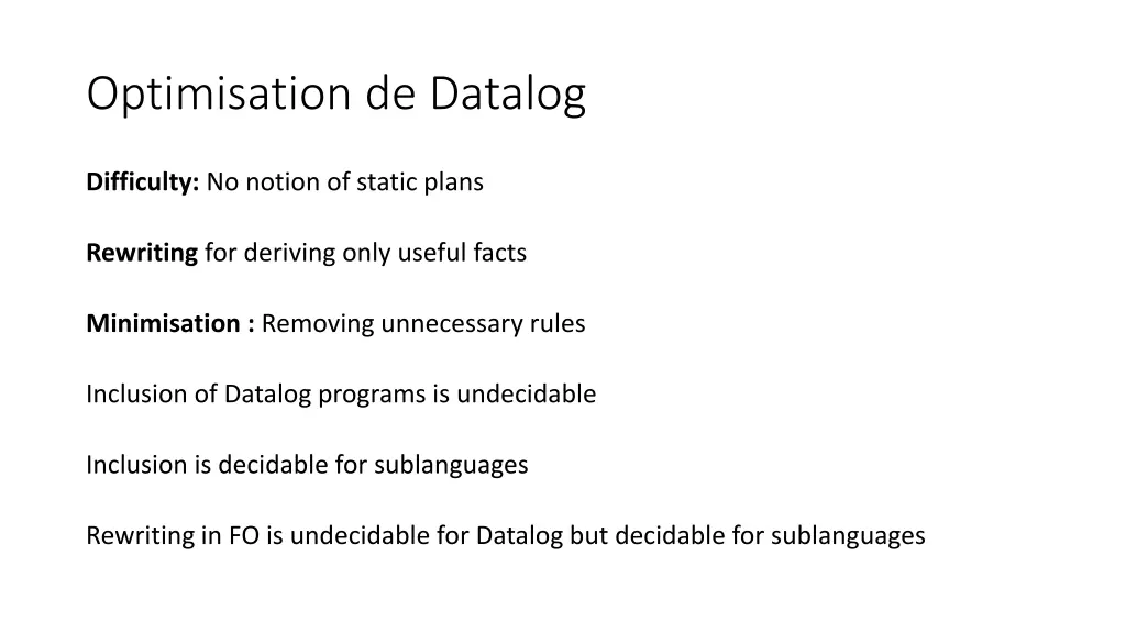 optimisation de datalog