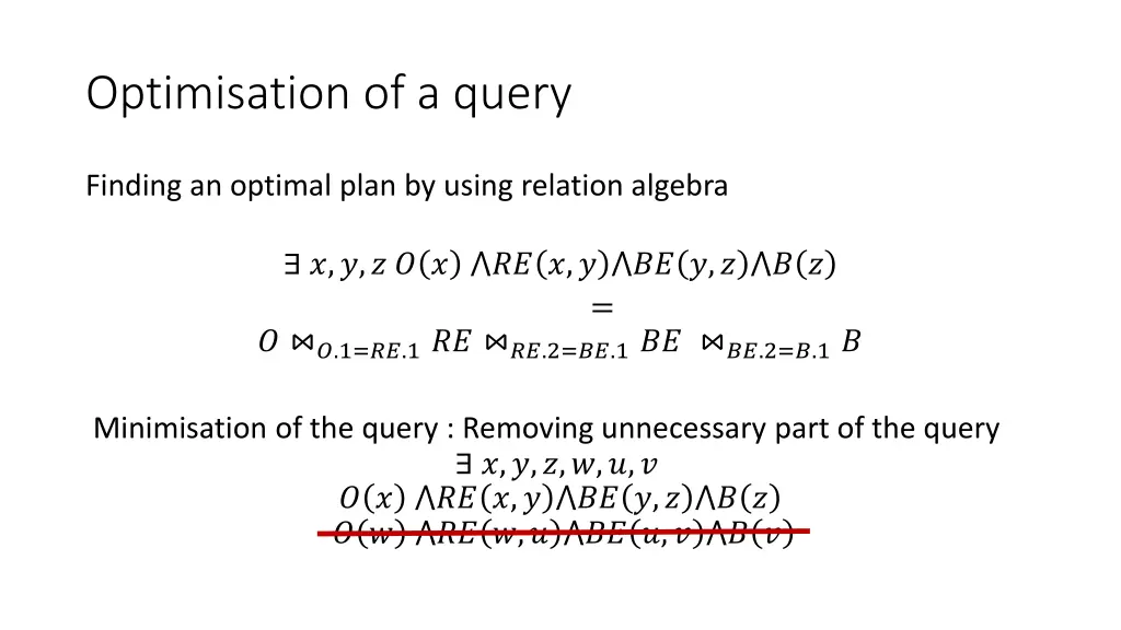 optimisation of a query