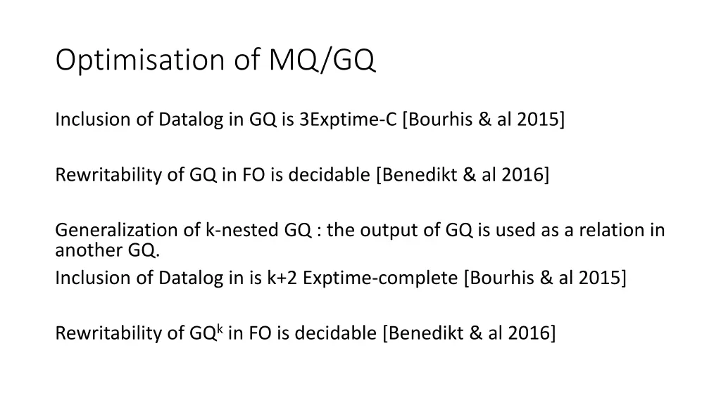 optimisation of mq gq