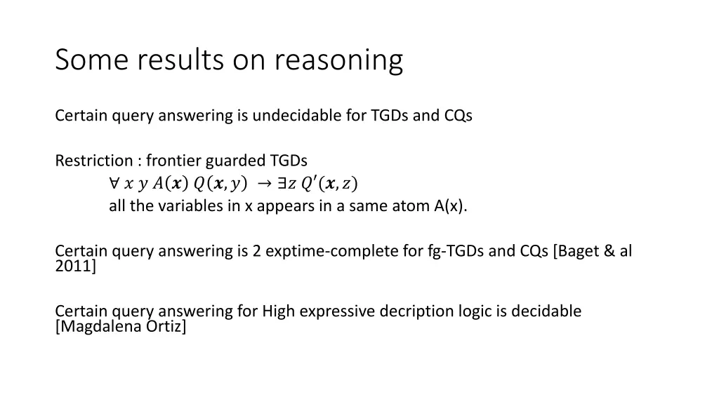 some results on reasoning