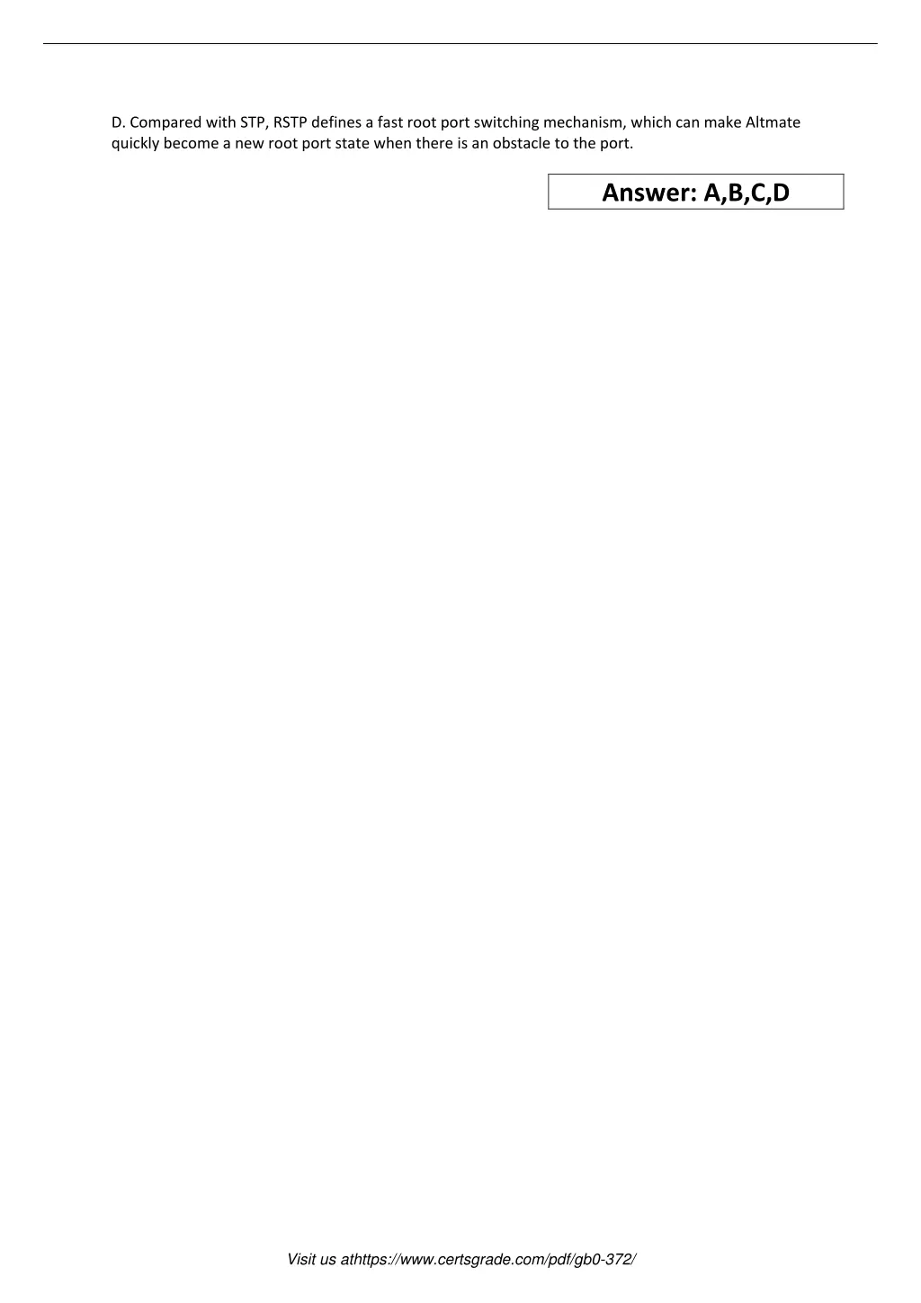 d compared with stp rstp defines a fast root port