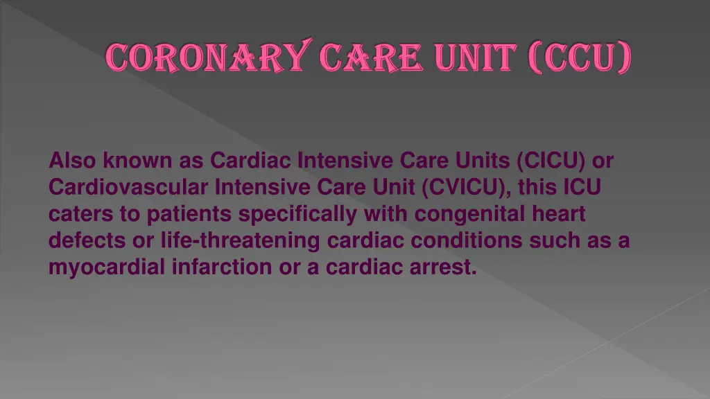 coronary care unit coronary care unit ccu