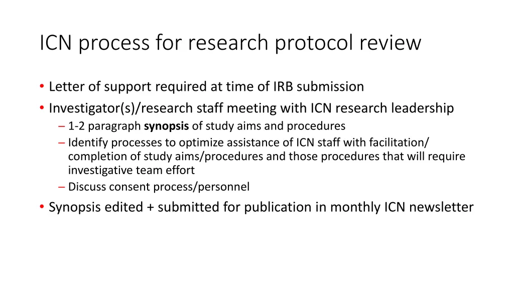 icn process for research protocol review