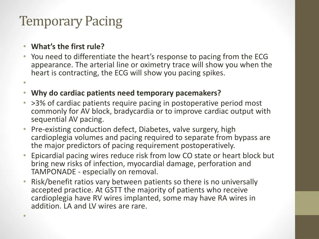 temporary pacing