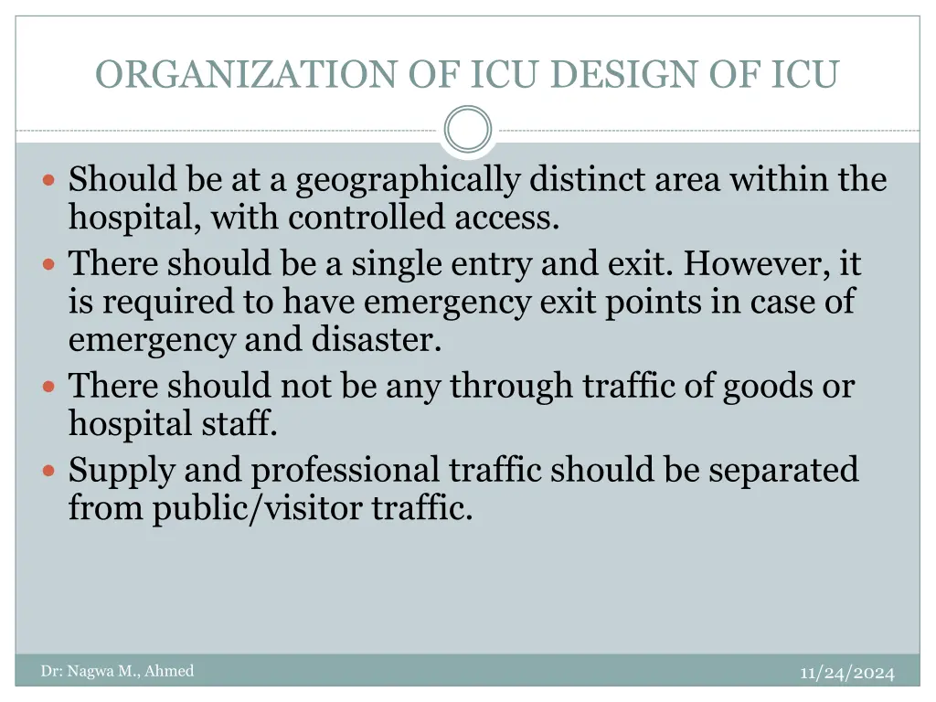 organization of icu design of icu