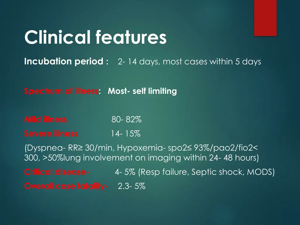 clinical features