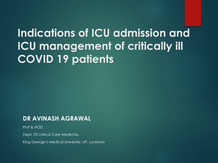 indications of icu admission and icu management