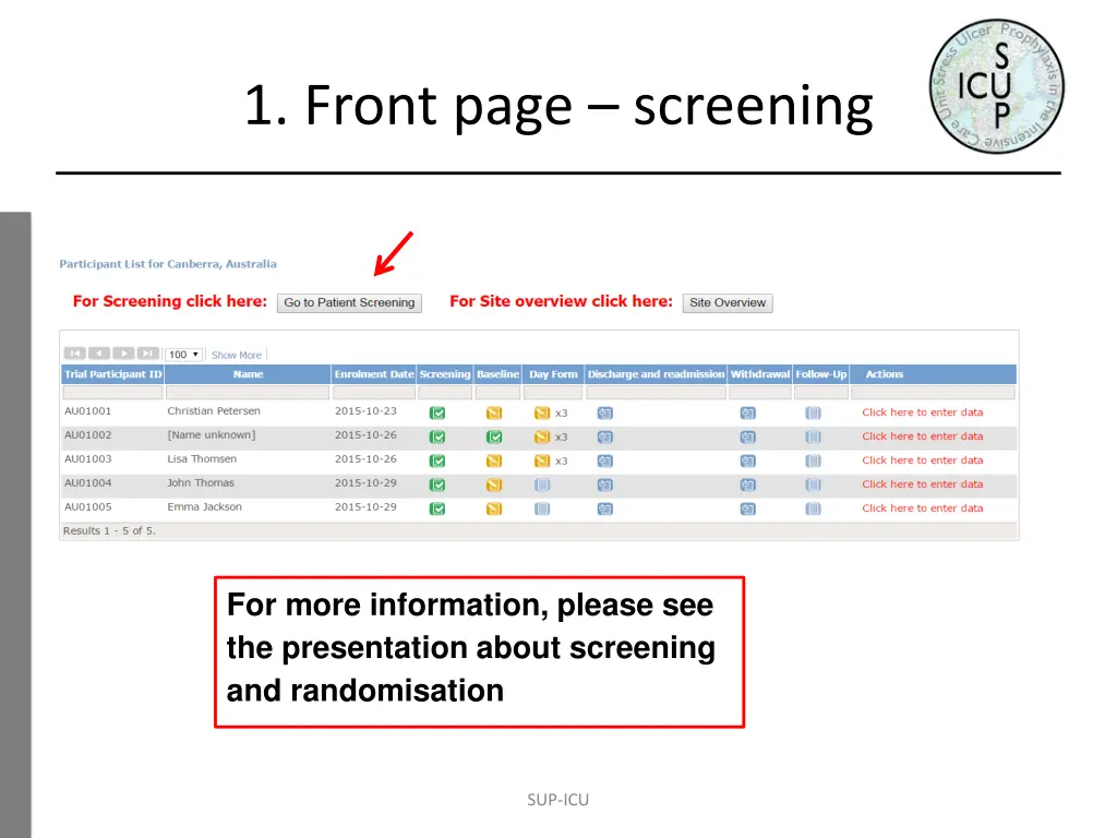 1 front page screening